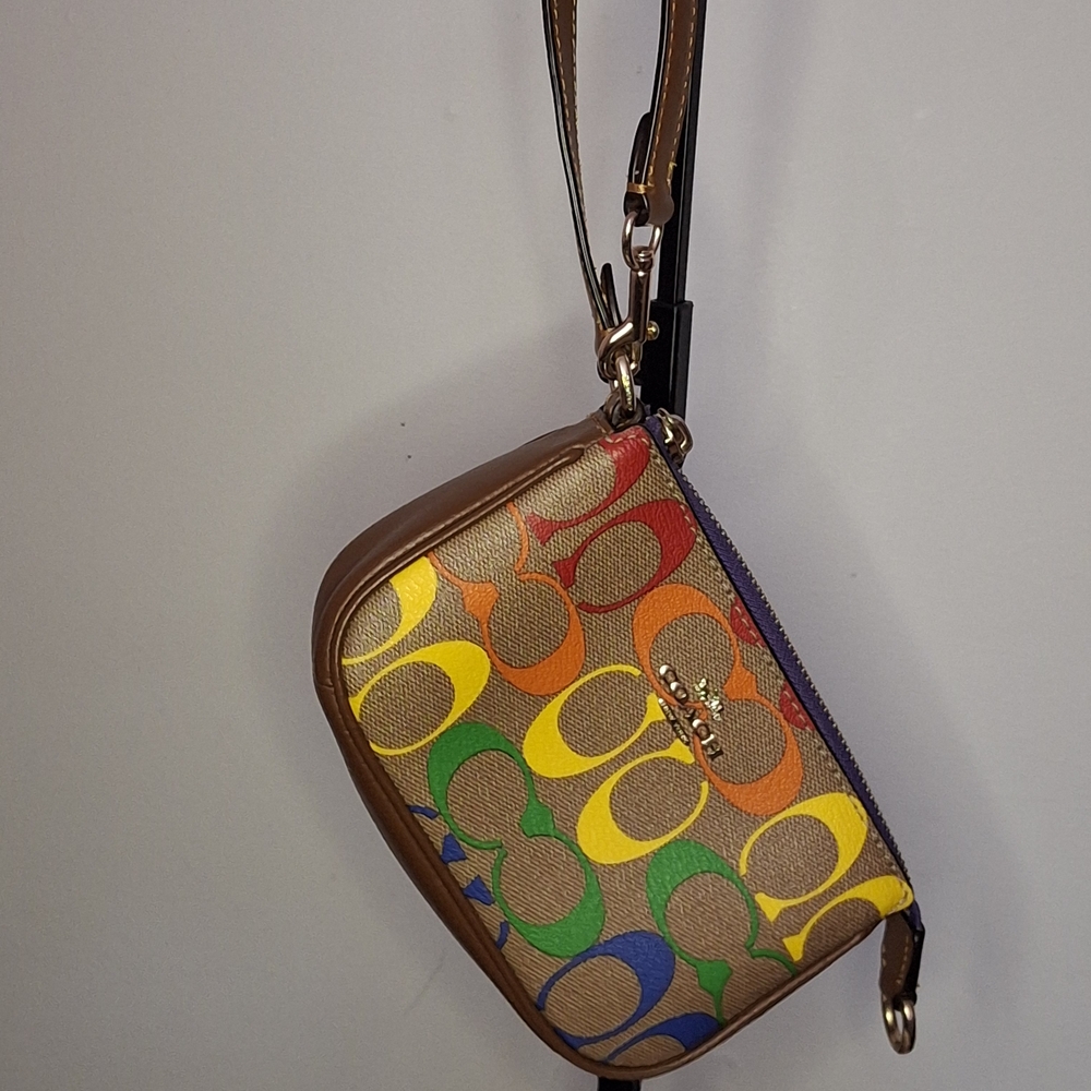 Coach Rainbow Signature Convertable Mini Nolita Wristlet - Picture 3 of 5